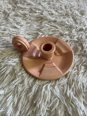 Vintage Peach Ceramic Chamber Candle Holder